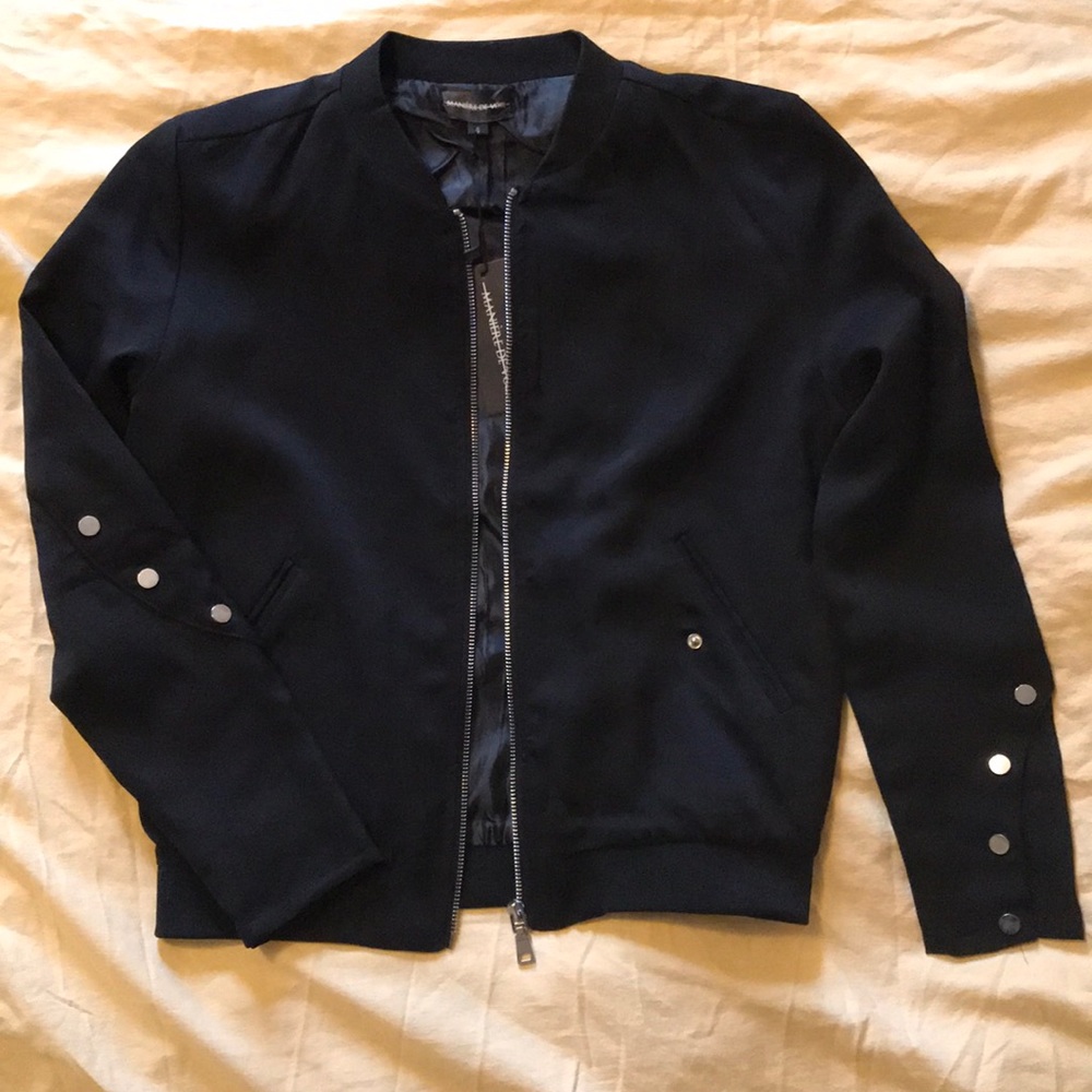 Buttoned Sleeve Bomber Jacket